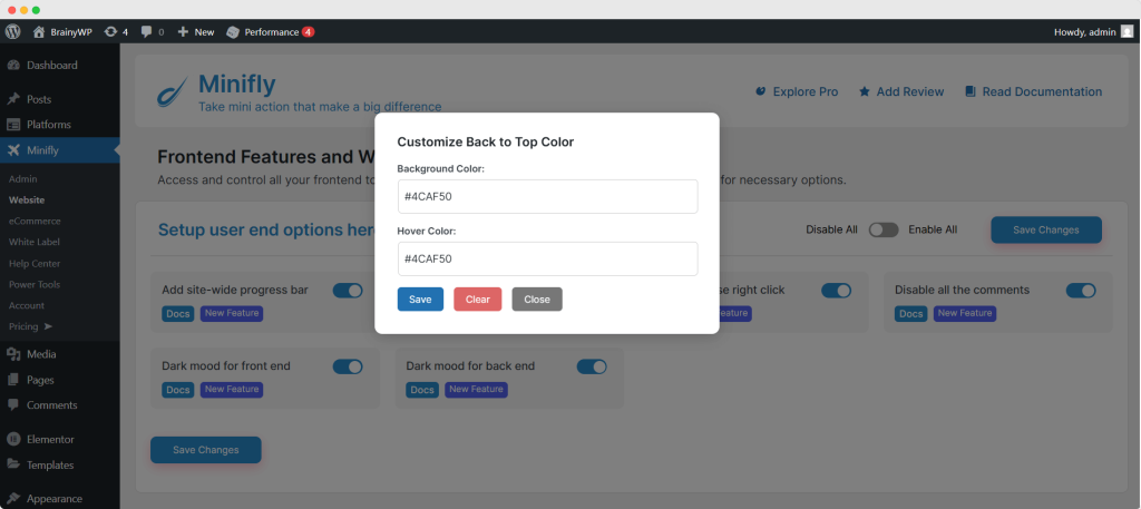 Add WordPress Back to Top Button Free, WordPress back to top, Brainywp