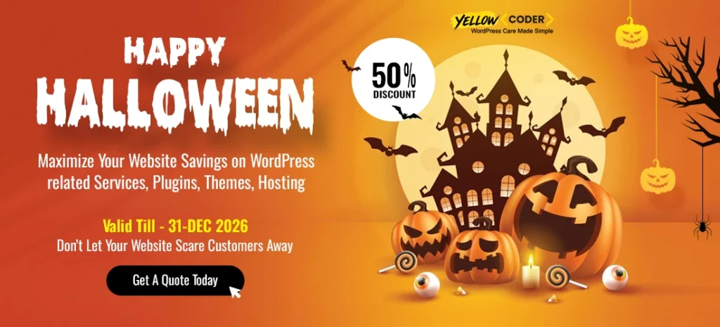 WordPress-Halloween-Deals-Yellow-Coder, Brainywp